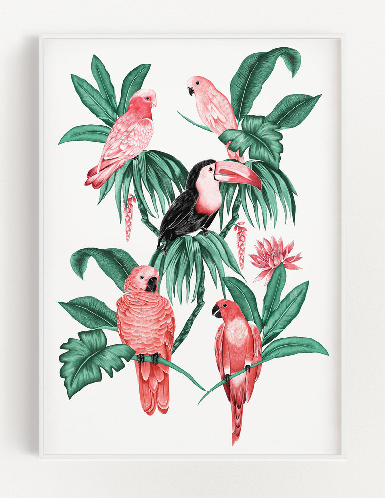 Tropical Toucan Print (White)